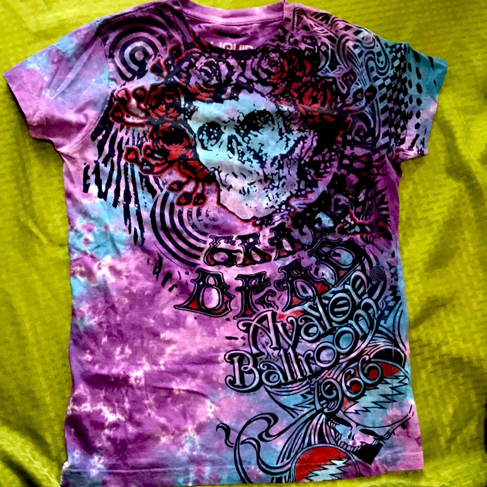Grateful Dead tie dye liquid blue tee. Avalon ballroom 1966. Size XL